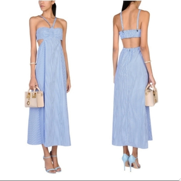 Tibi Maxi Baby Blue Open Back Dress Size 12 - Picture 2 of 7
